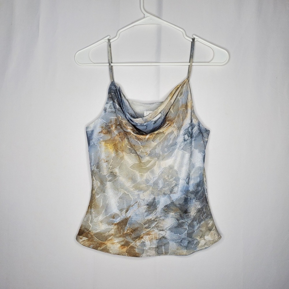 Gantos Camisole Cowl Tank Top Women 4 Vtg 90s Blue Fairy Grunge Ethereal Forest‎